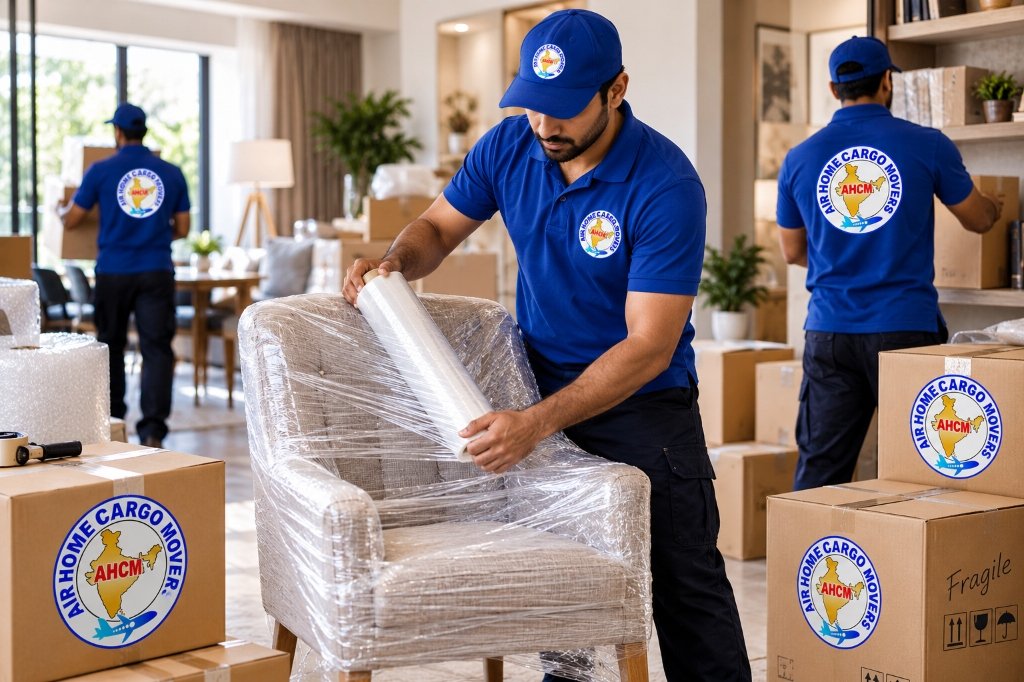 Professional furniture wrapping and corrugated carton packing by Air Home Cargo